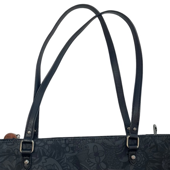 SAKROOTS Easy Clean Shoulder Bag With Paisley Design Black & Grey 11" Drop - Picture 12 of 16